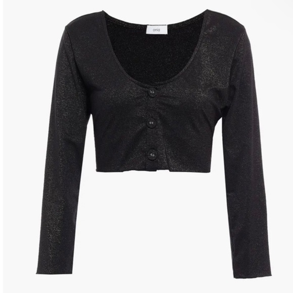 NEW ONIA BLACK METALLIC CROP TOP - Picture 7 of 9